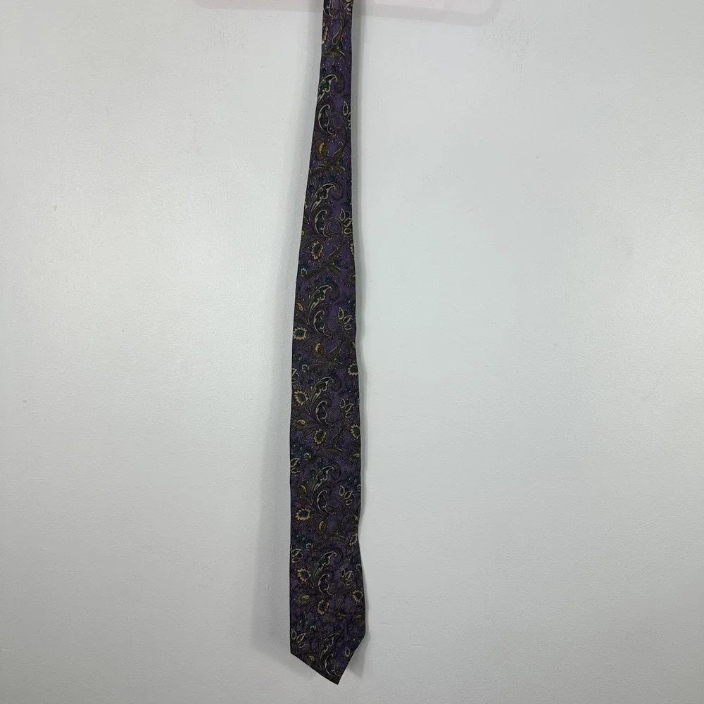 Vintage‎ Christian Dior Tie Mens Silk Paisley Floral Made USA Neckwear Dress 90s